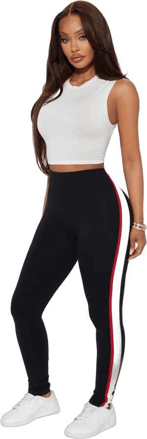 Fashion Nova Women's Sports Club Striped Leggings