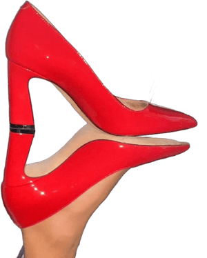 Red Patent Leather Block Heel Pump