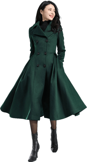 Women's Fit and Flare Wool Coat