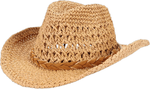 Straw Cowboy Hat with Chin Strap