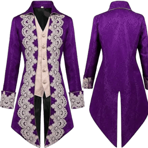 Steampunk Jacket Vintage Purple Velvet Tailcoat Coat Uniform