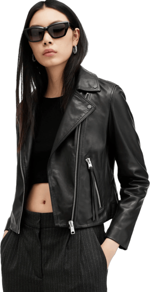 AllSaints Women's Dalby Slim Fit Leather Biker Jacket