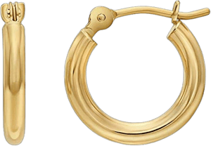 14K Yellow Gold Round Hoop Earrings