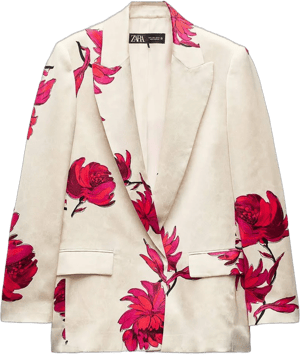 Women Zara Floral Print Satin Effect Blazer