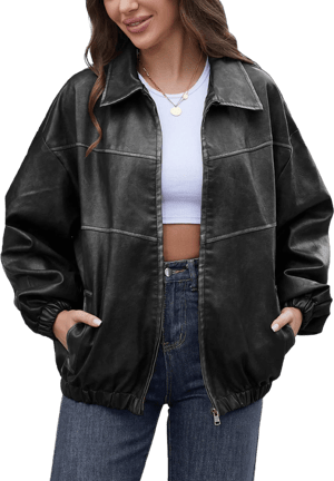 Women's Oversized Y2K Faux Leather Jacket