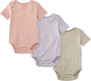 Burt's Bees Baby Set of 3 Solid Short Sleeve Bodysuits