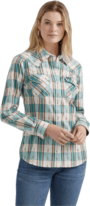 Wrangler Women's Plaid Slim Western Snap Shirt