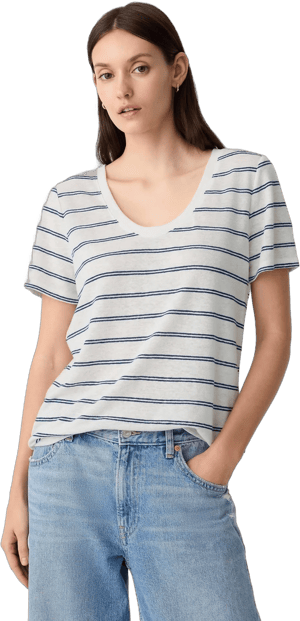 Gap Women's Relaxed Stripe Linen-Blend T-Shirt