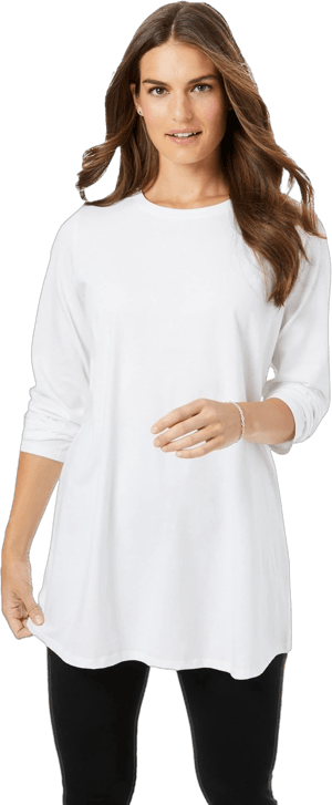 Woman Within Perfect Long-Sleeve Crewneck Tunic