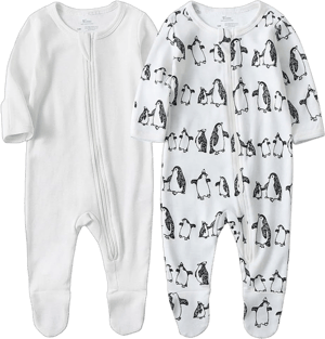 O2 Baby Baby Boys Girls Organic Cotton Zip Front Sleeper Pajamas