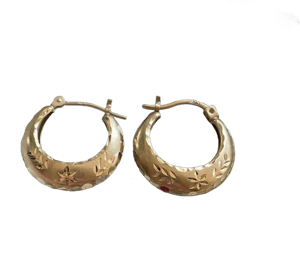 Vintage 14K Gold Starry Hoop Earrings