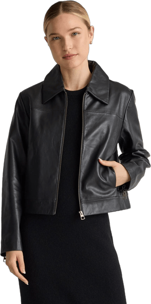 Quince Women's Cropped Leather Jacket