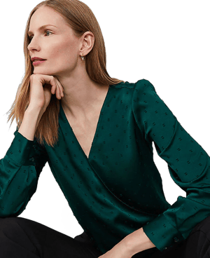 Ann Taylor Women's Satin Wrap Popover Top