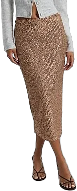 Women's High Waisted Sequin Midi Skirt