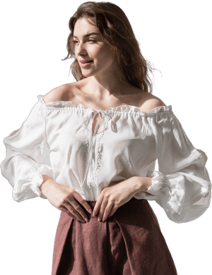 Cottagecore Lace Peasant Blouse with Puff Sleeves