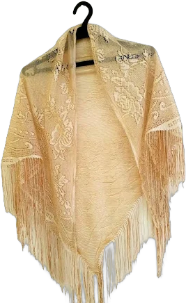 Vintage Gold Fringed Shawl