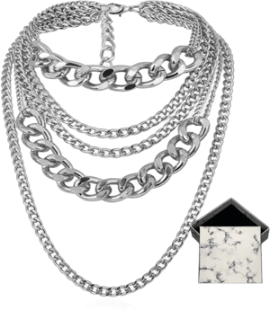 CIBIRICH Women's Chunky Silver Chain Necklace