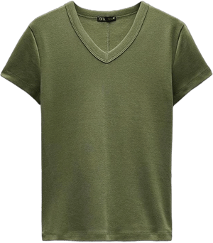 Zara Women's V-Neck Cotton T-Shirt