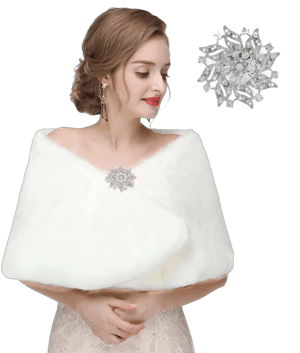 CanB Women's Fur Wraps and Shawls Bridal Winter Faux Fur Stole Wedding Faux Mink Cape for Bridesmaids