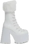 Sugar Thrillz Snow Bunny Lace-Up Boots - White - WHITE / US 9