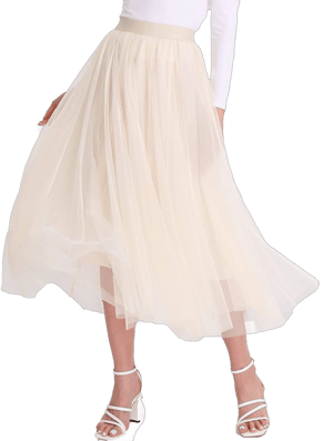 Women's Flowy Pleated Mesh Tulle Skirt
