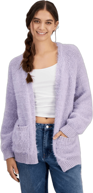 Freshman Juniors' Fuzzy Eyelash Open-Front Cardigan Sweater