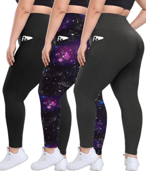 Women's High Waisted Tummy Control Leggings with Pockets (3 Pack)