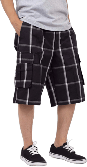 Shaka Wear Men's Relaxed Fit Plaid Cargo Shorts S~5xl