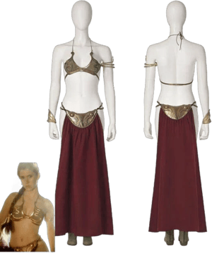 Sexy Princess Leia Slave Costume Star Wars:Return Of The Jedi Golden Bikini,Female / Full Set With Boots