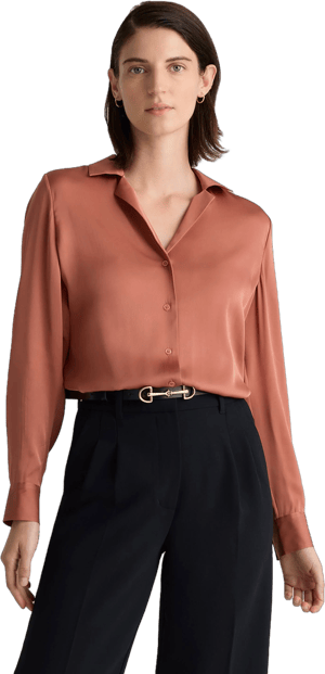 Quince Women's Washable Stretch Notch Collar Blouse