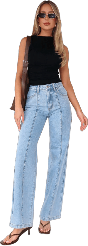 WHITE FOX Layla Mid Rise Straight Leg Jeans