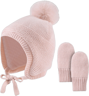 JANGANNSA Baby Beanie Mittens with Pompom and Earflaps