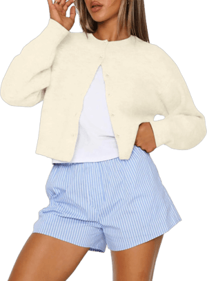 Y2K Cropped Cotton Knit Cardigan