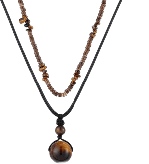 QXFQJT Layered Boho Beaded Necklace for Women Earthy Coconut Shell Wooden Tigers Eye Beads Necklace Summer Beach Hawaiian Surfer Choker Necklace