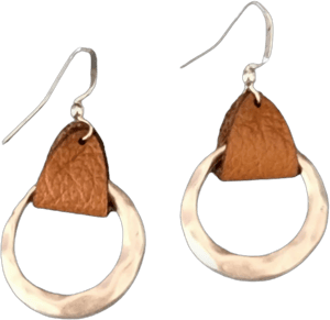 Rustic Boho Chic Leather Strap Hoop Earrings