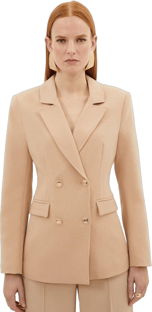 Karen Millen Womens Compact Essential Tailored Double Breasted Blazer