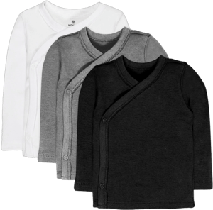 HonestBaby 3-Pack Organic Cotton Long Sleeve Side-Snap Kimono Tops