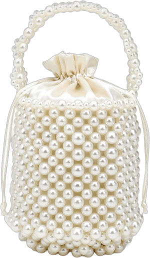 Handmade Pearl Beaded Bucket Handbag