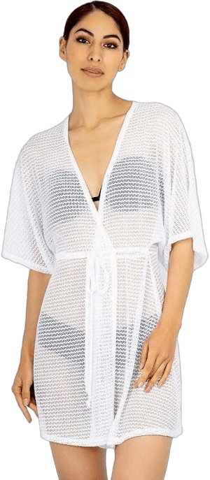 Women's Jordan Taylor Sheer Swim Cover-Up Kimono, Size: Small, White