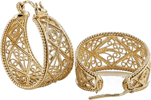 18K Gold Filigree Huggies