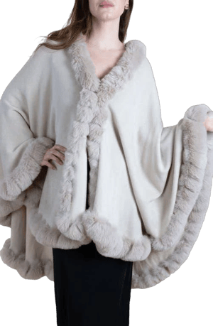 SAACHI Women's Faux Fur Trim Cape