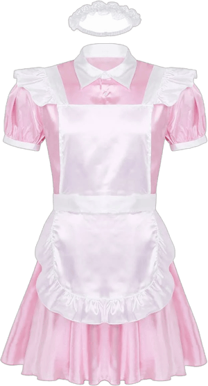 Sissy Maid Puff Sleeve Frilly Satin Dress Set