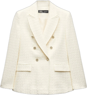 Zara Women's Double Breasted Textured Weave Jacket