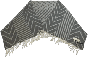 Scotch & Soda Grey Chevron Print Unisex Wool Shawl - New