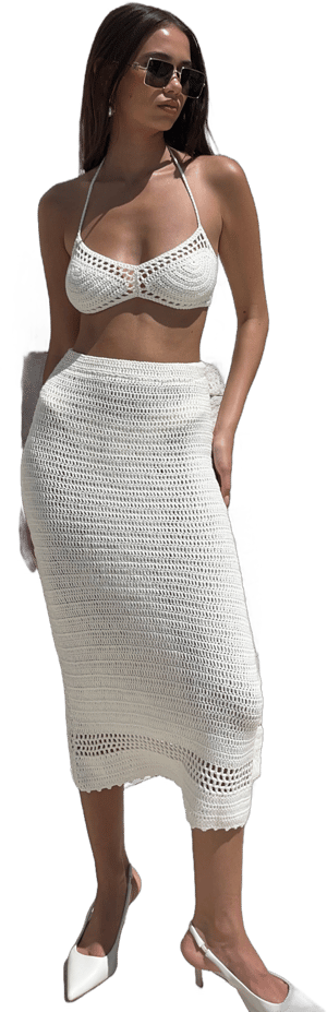 MESHKI Paris Crochet Midi Skirt