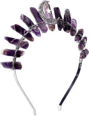 Bubbmi Women's Halloween Amethyst Moon Crystal Crown Headband