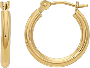 14K Yellow Gold Round Hoop Earrings