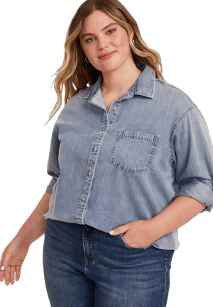 maurices Plus Size Denim Button Up Shirt