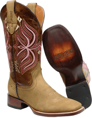 Women's Genuine Leather Square Toe Cowgirl Boots