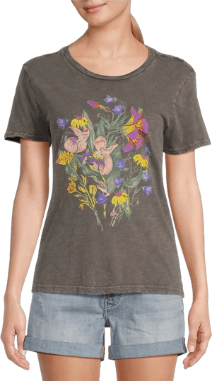 Lucky Brand Women's Faded Neon Floral Classic T-Shirt